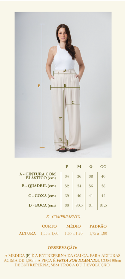 Calça Wide Leg Londres em Viscose — 4 Comprimentos