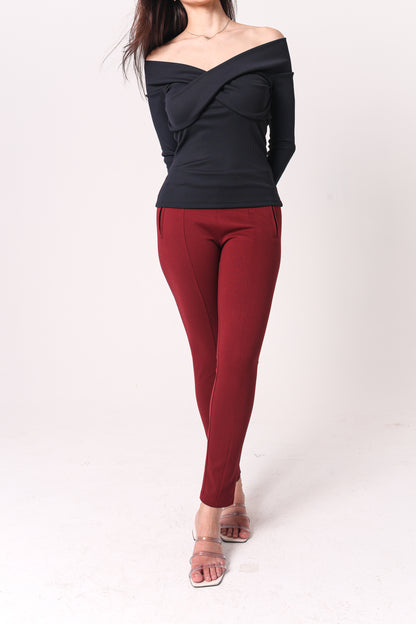 Blusa Mari Feminina Ombro a Ombro em Poliamida Canelada